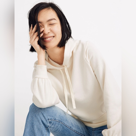 Madewell Sweaters - Madewell Bubble-Sleeve Hoodie Crop Sweatshirt